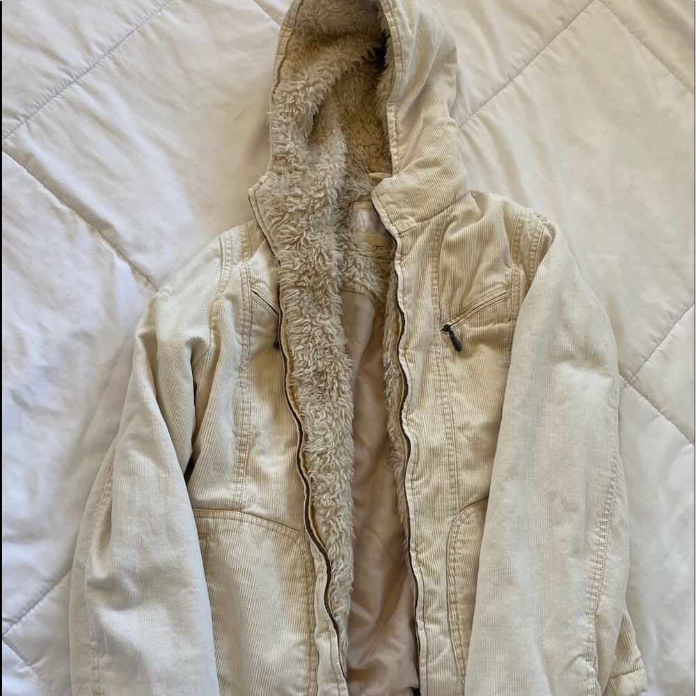 Faux fur trim giacca coat